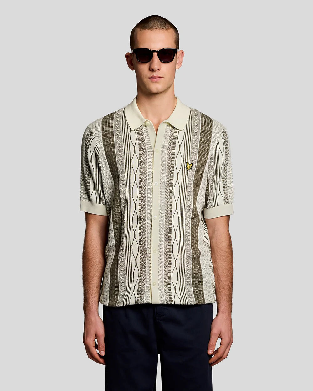 Jacquard Knitted Polo Shirt lyle scott