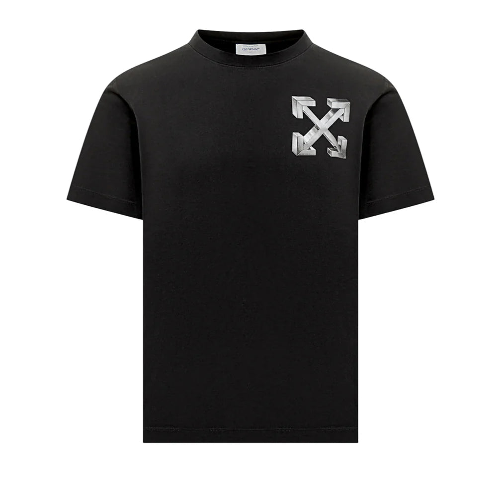 T-shirt nera in jersey con stampa