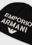 Berretto in misto lana con maxi ricamo logo font militare