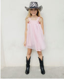 Relish Abito VINE corto profili raso con balze tulle KIDS